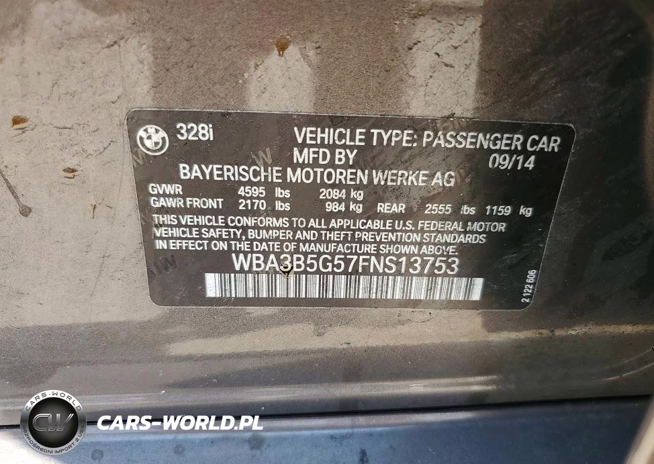 2015 BMW 328 Xi Sulev VIN:WBA3B5G57FNS13753 - 12