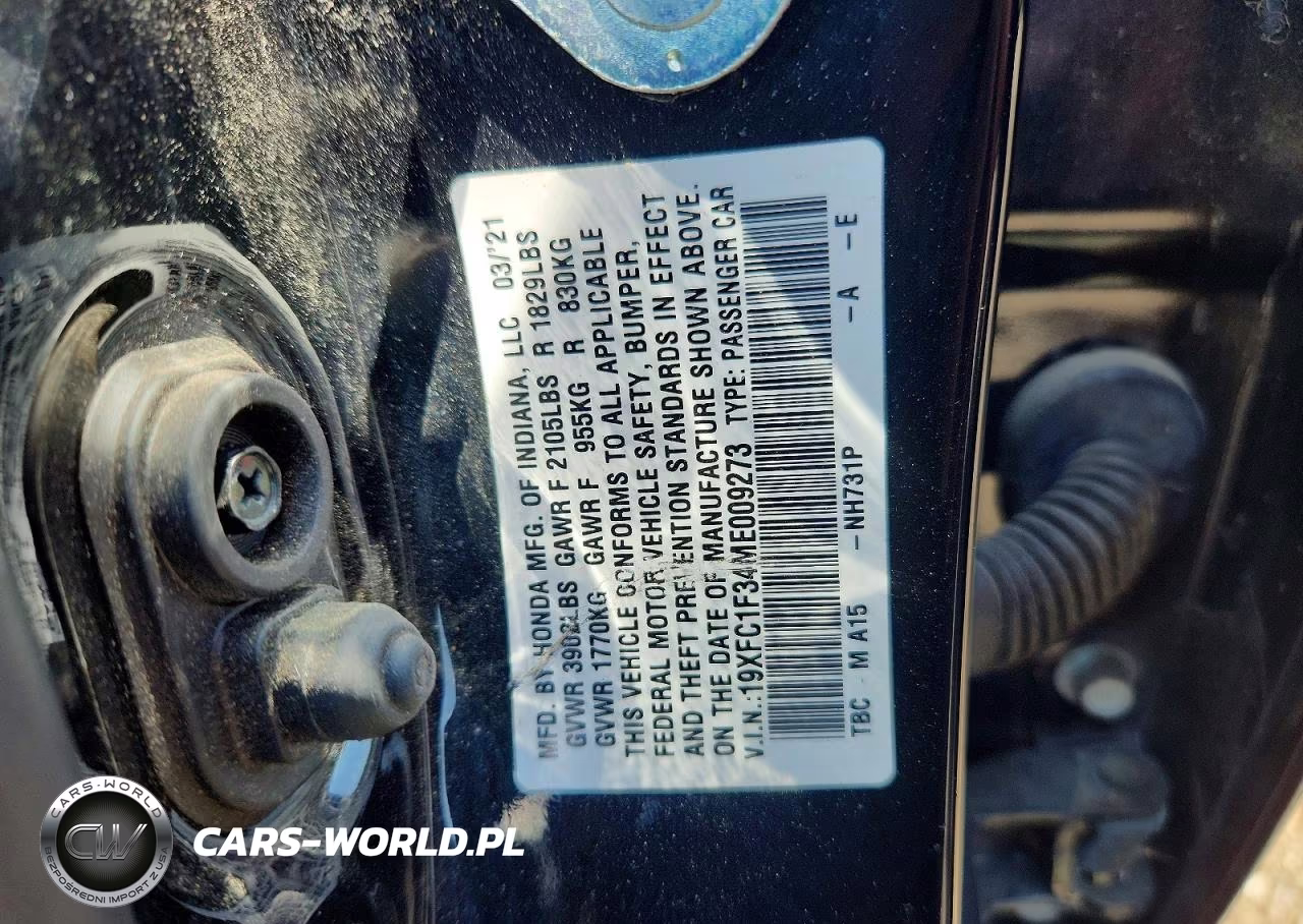 2021 Honda Civic Ex VIN:19XFC1F34ME009273 - 12