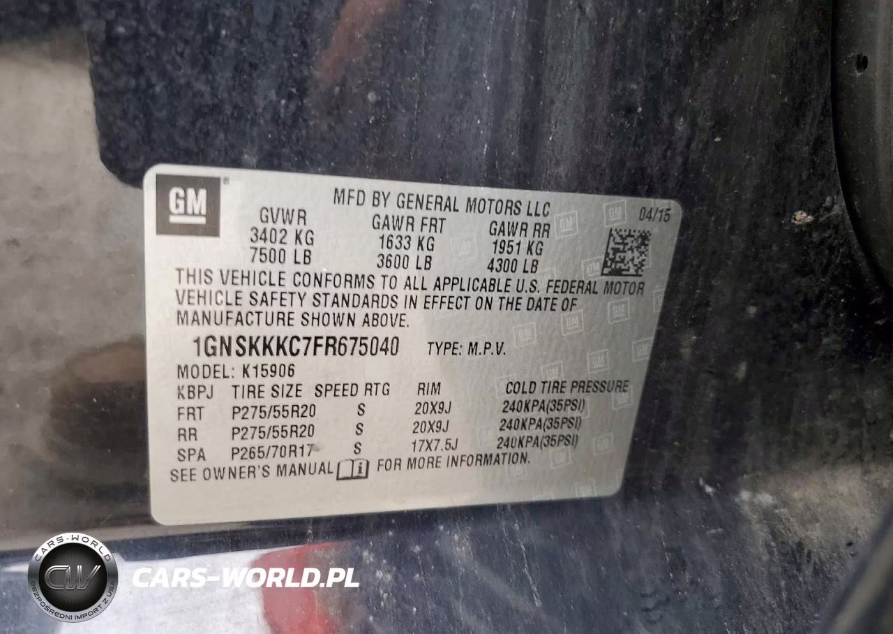 2015 Chevrolet Suburban K1500 Ltz VIN:1GNSKKKC7FR675040 - 12