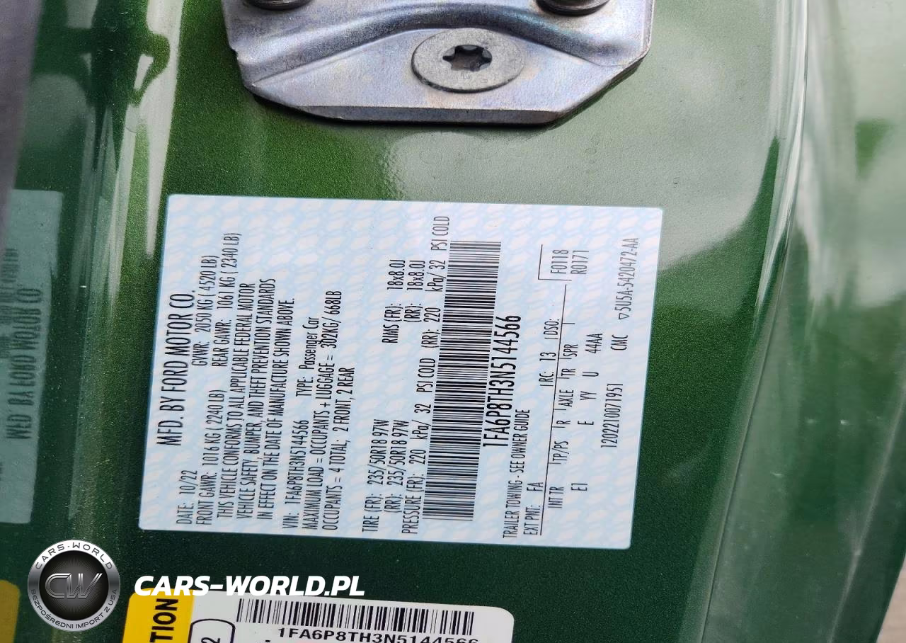 2022 Ford Mustang VIN:1FA6P8TH3N5144566 - 12
