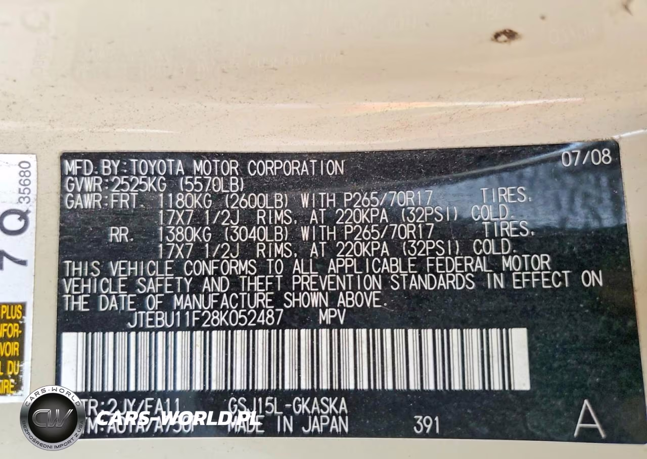 2008 Toyota Fj Cruiser Base VIN:JTEBU11F28K052487 - 12