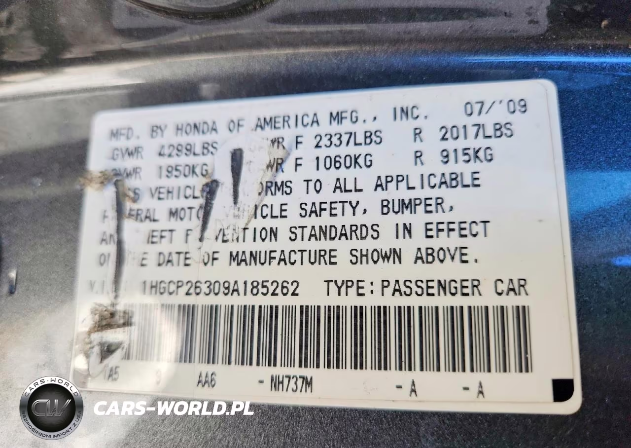 2009 Honda Accord Lx VIN:1HGCP26309A185262 - 12