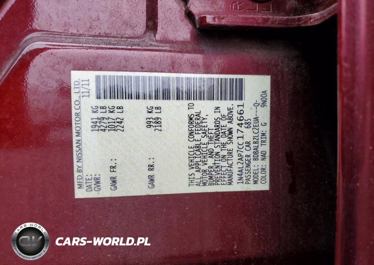 2012 Nissan Altima 2.5 VIN:1N4AL2AP7CC174661 - 12