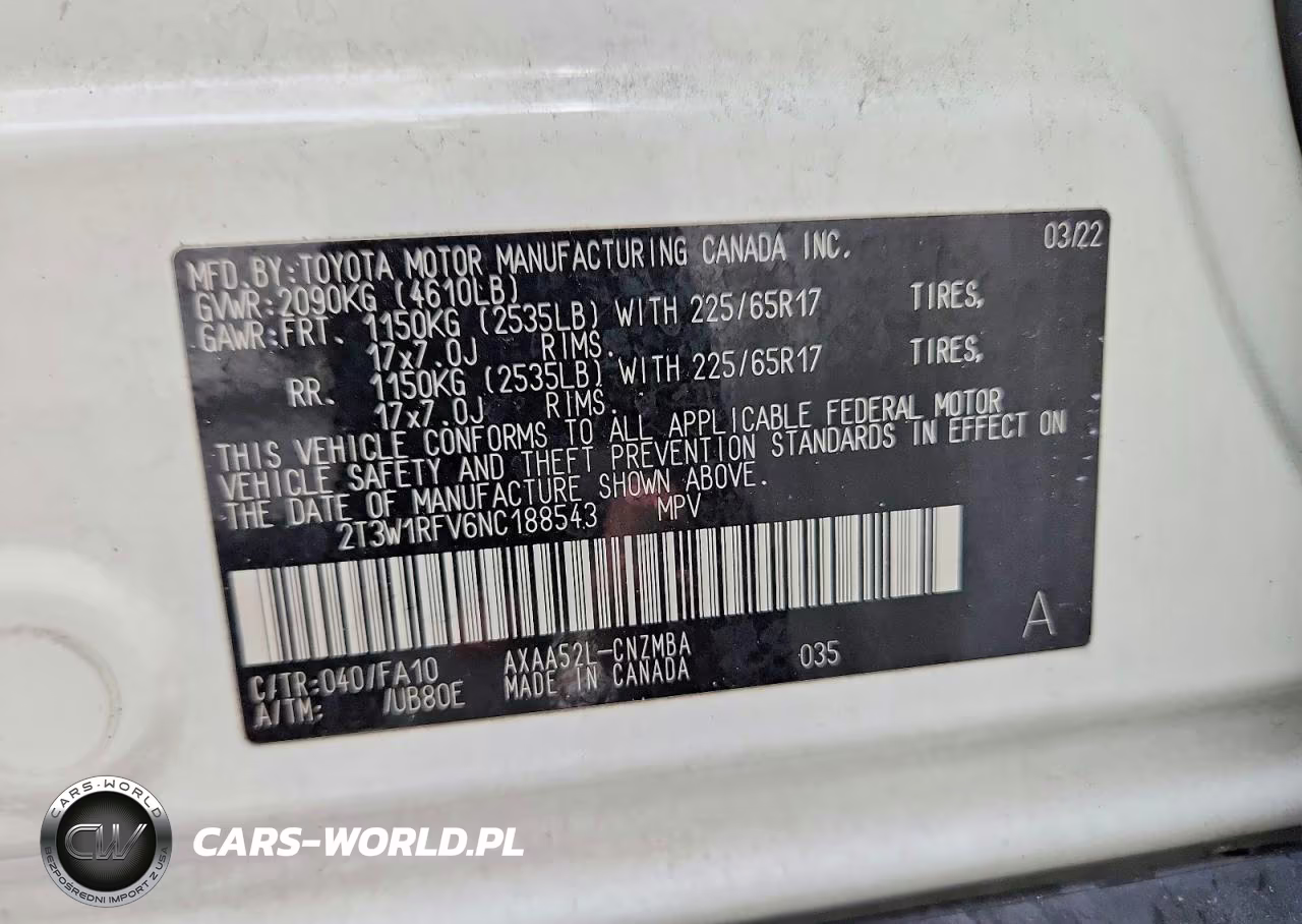 2022 Toyota Rav4 Xle VIN:2T3W1RFV6NC188543 - 13