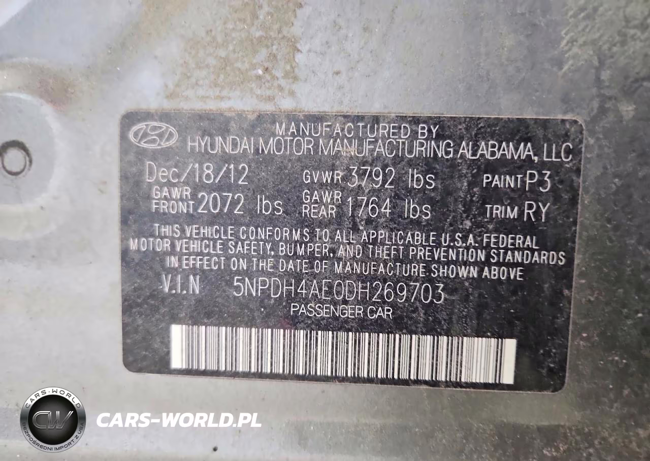 2013 Hyundai Elantra Limited VIN:5NPDH4AE0DH269703 - 12