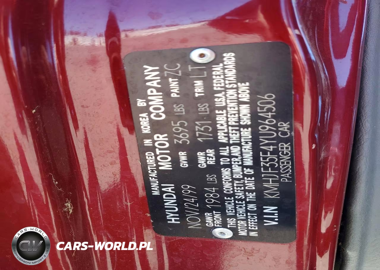 2000 Hyundai Elantra Gls VIN:KMHJF35F4YU964506 - 13