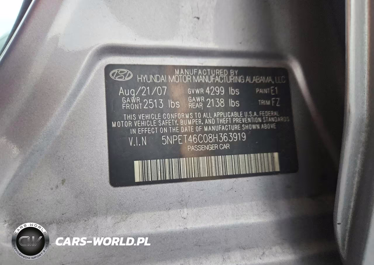 2008 Hyundai Sonata Gls VIN:5NPET46C08H363919 - 12