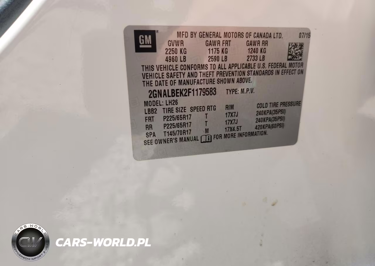 2015 Chevrolet Equinox Lt VIN:2GNALBEK2F1179583 - 12