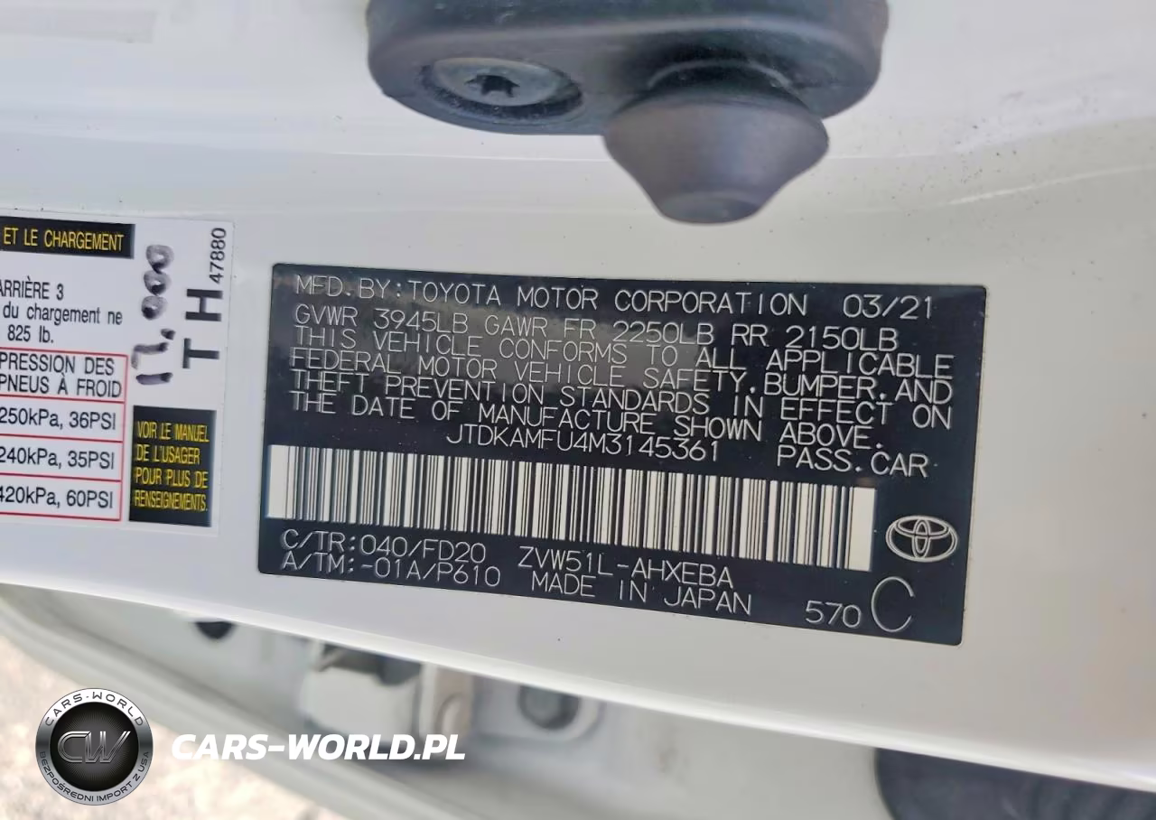 2021 Toyota Prius Le VIN:JTDKAMFU4M3145361 - 12