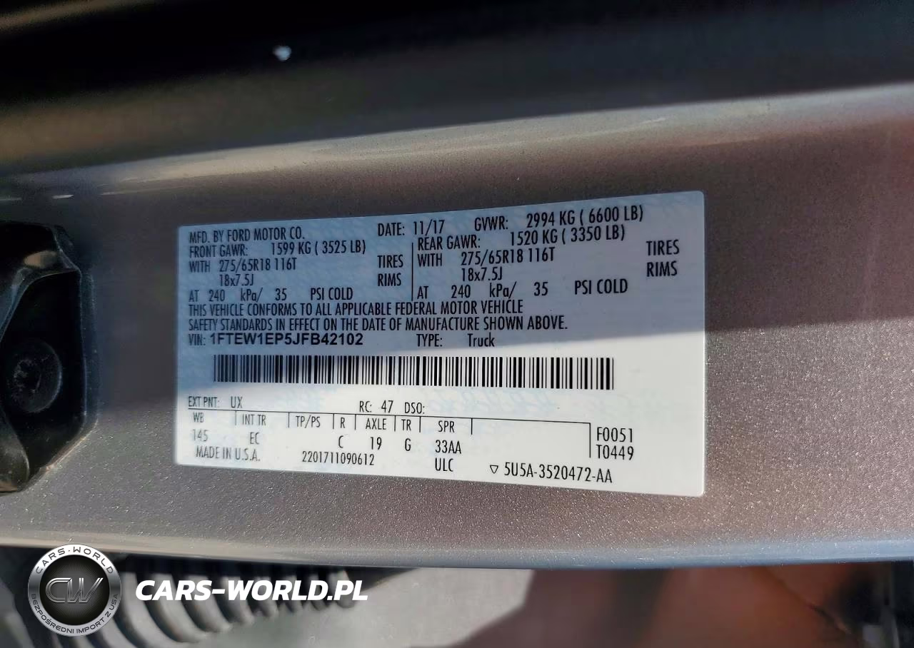 2018 Ford F150 Supercrew VIN:1FTEW1EP5JFB42102 - 12