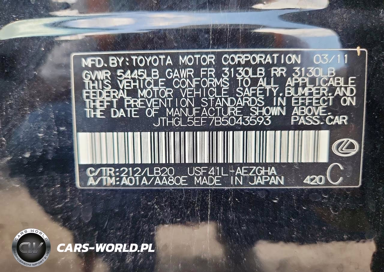 2011 Lexus Ls 460L VIN:JTHGL5EF7B5043593 - 12