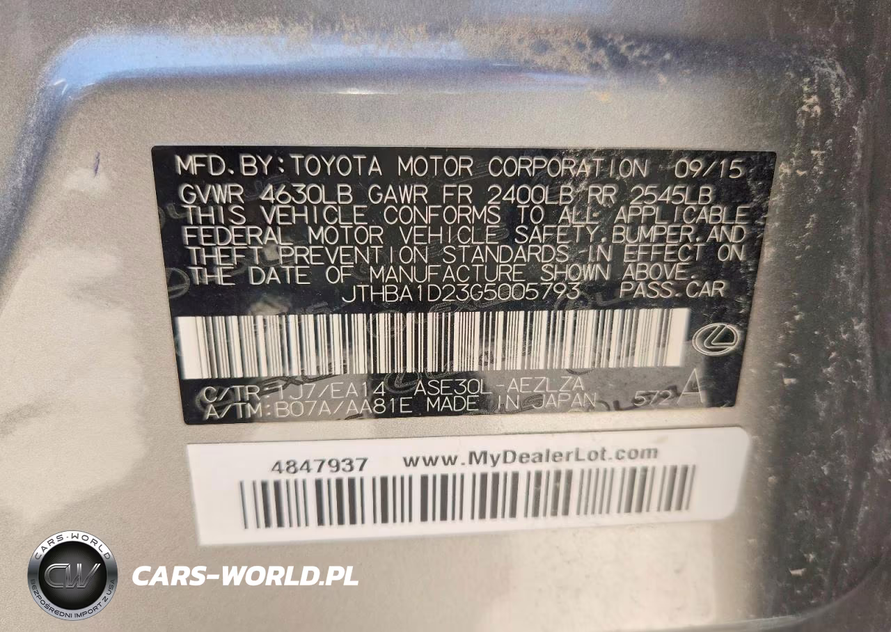 2016 Lexus Is 200T Base VIN:JTHBA1D23G5005793 - 12