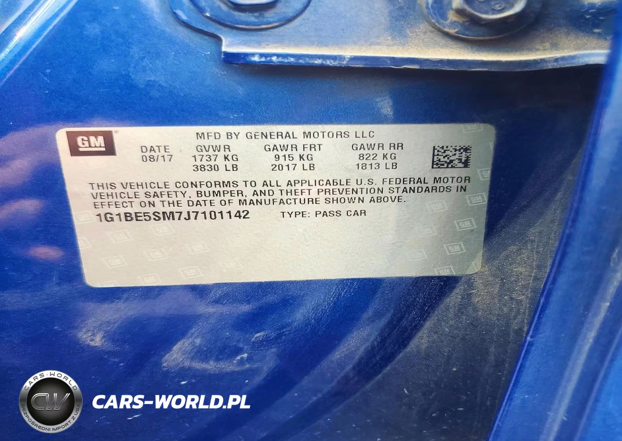 2018 Chevrolet Cruze Lt VIN:1G1BE5SM7J7101142 - 12