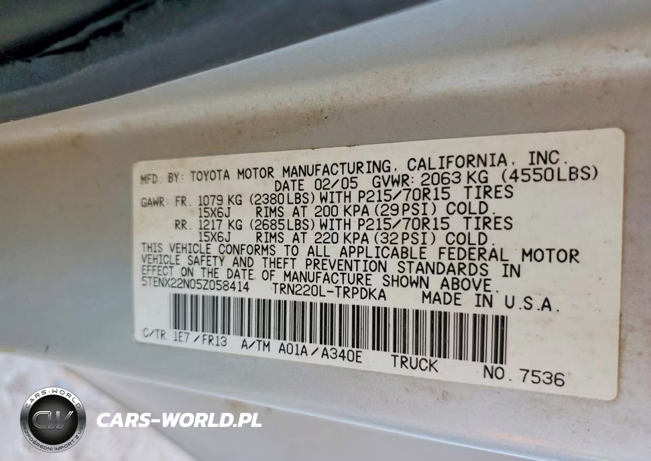2005 Toyota Tacoma Base VIN:5TENX22N05Z058414 - 12