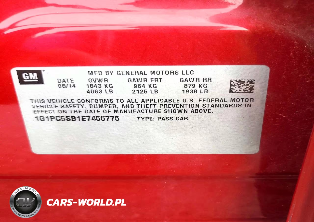 2014 Chevrolet Cruze Lt VIN:1G1PC5SB1E7456775 - 12