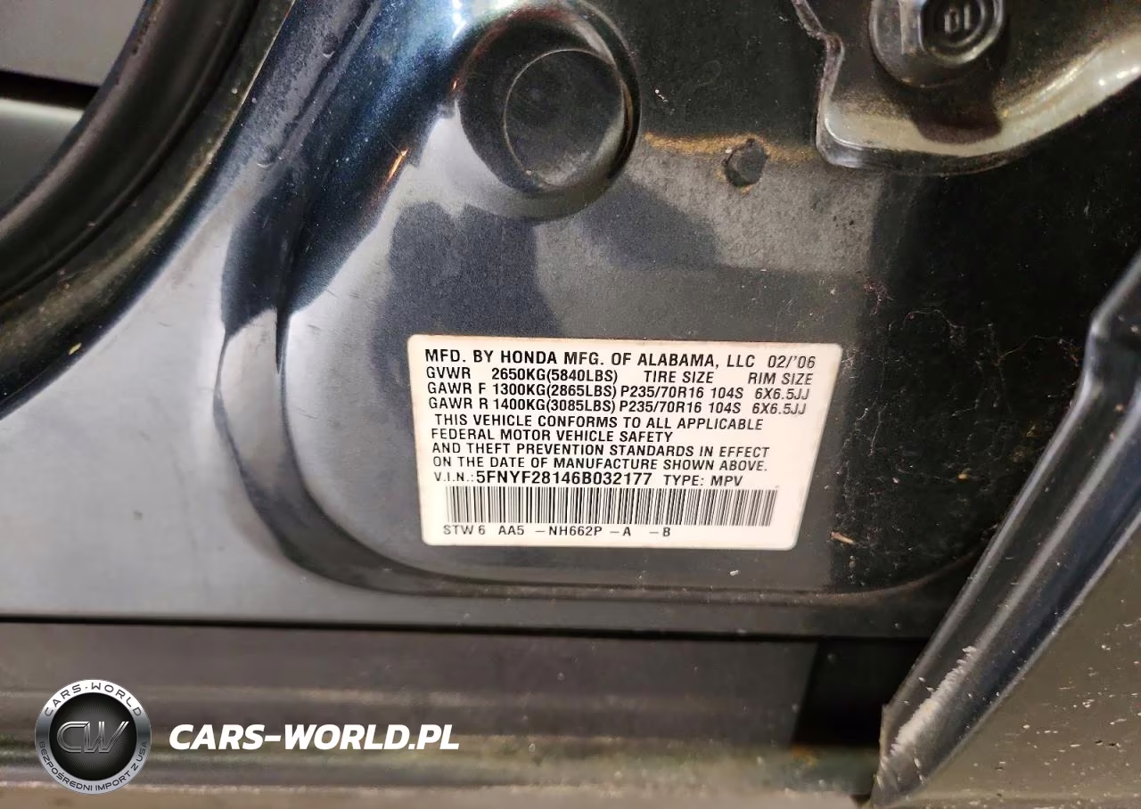 2006 Honda Pilot Lx VIN:5FNYF28146B032177 - 13