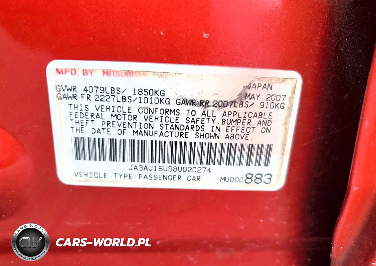 2008 Mitsubishi Lancer De VIN:JA3AU16U98U020274 - 12