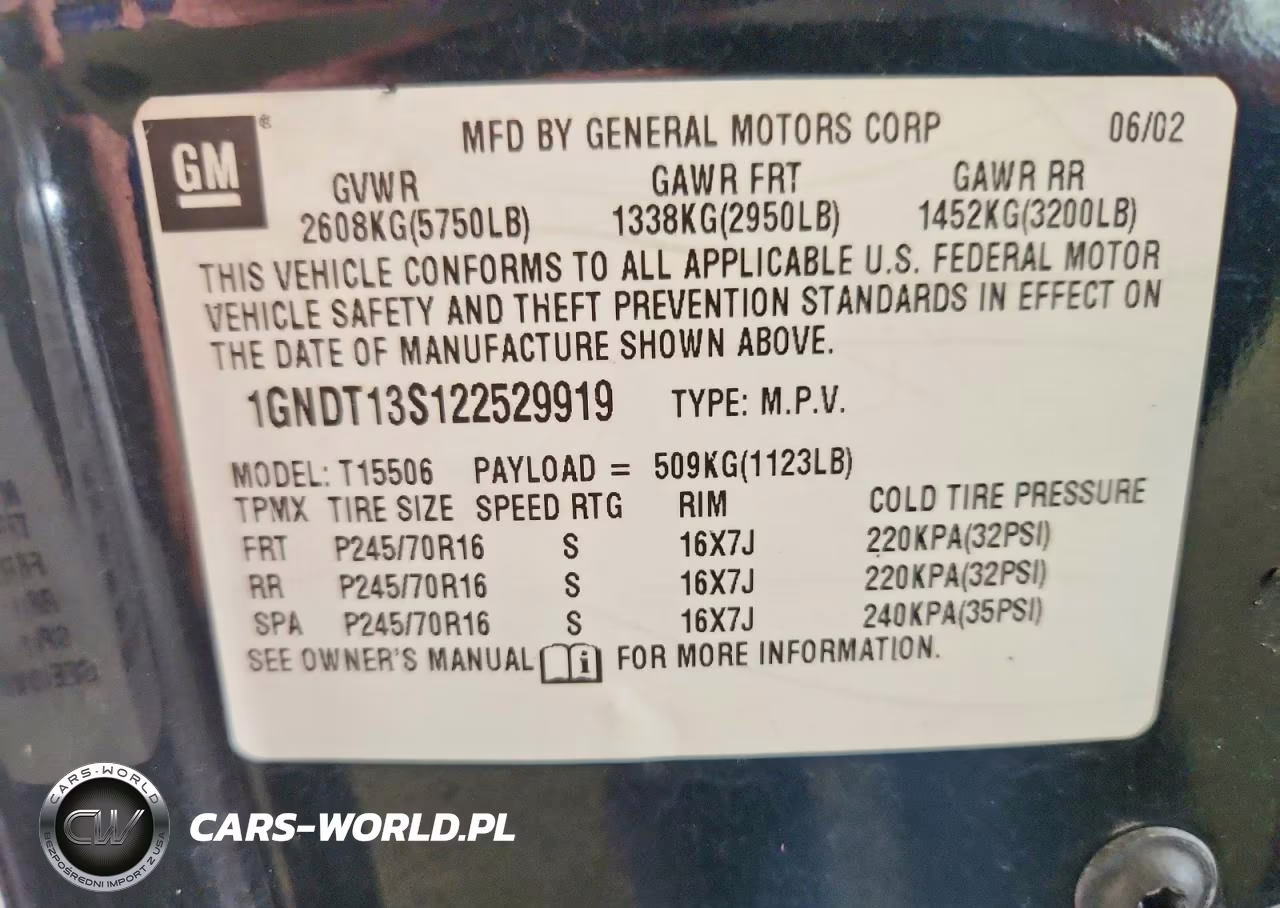 2002 Chevrolet Trailblazer VIN:1GNDT13S122529919 - 13