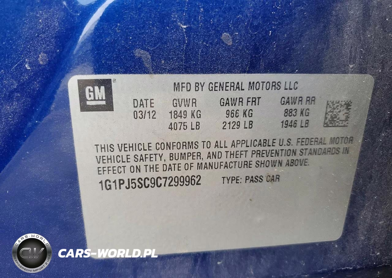 2012 Chevrolet Cruze Eco VIN:1G1PJ5SC9C7299962 - 12
