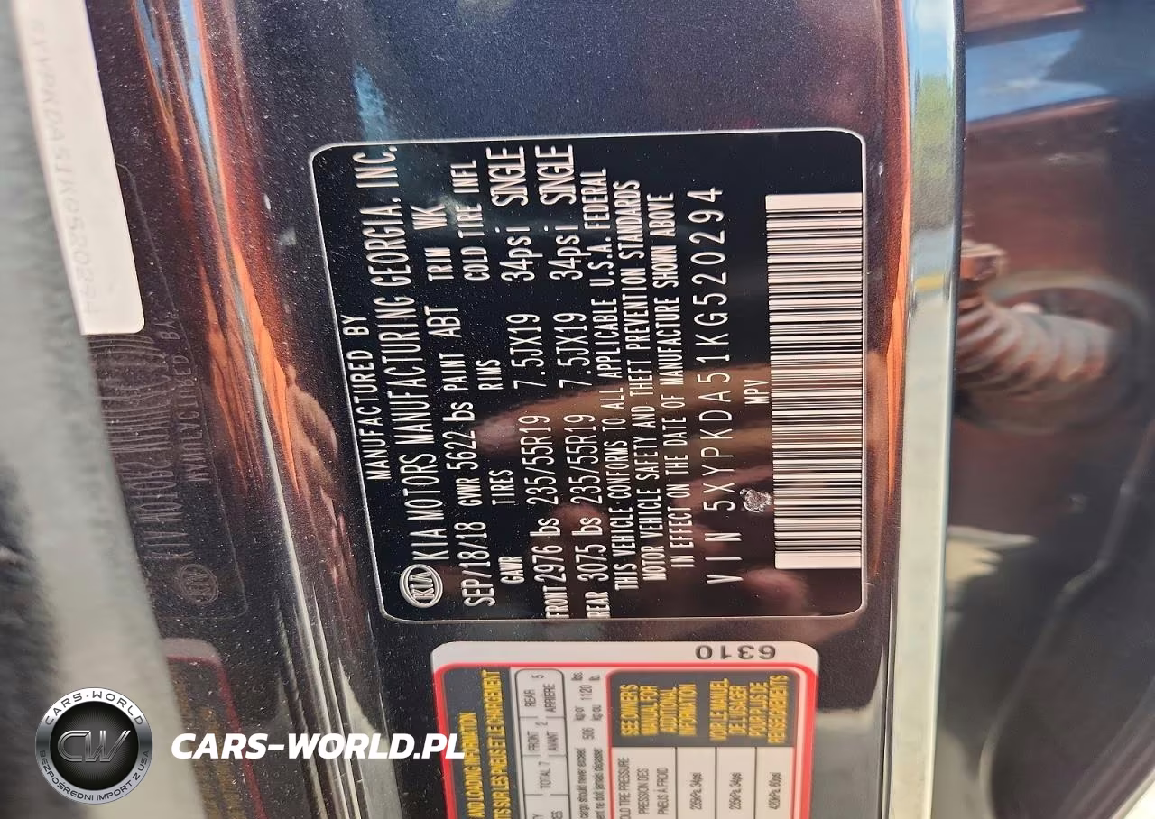 2019 Kia Sorento Sx V6 VIN:5XYPKDA51KG520294 - 14