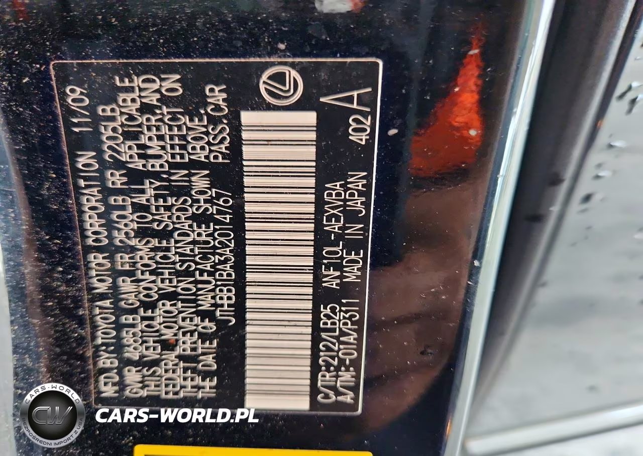 2010 Lexus Hs 250H VIN:JTHBB1BA3A2014767 - 12