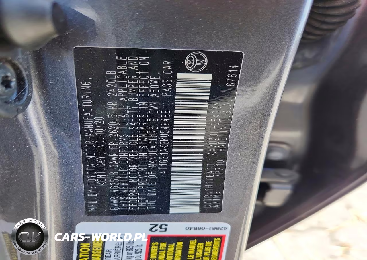 2021 Toyota Camry Se VIN:4T1G31AK2MU548488 - 13