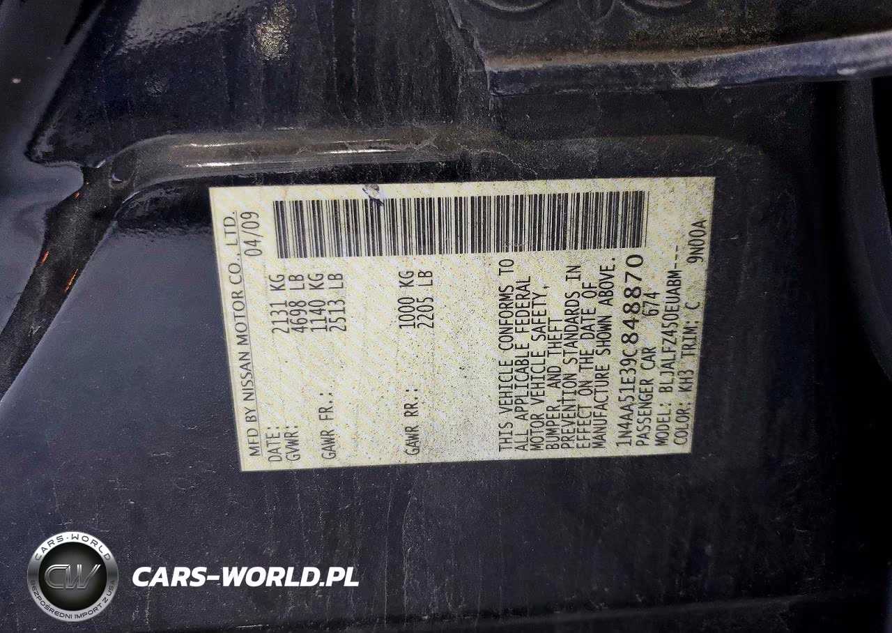 2009 Nissan Maxima 3.5 S VIN:1N4AA51E39C848870 - 12