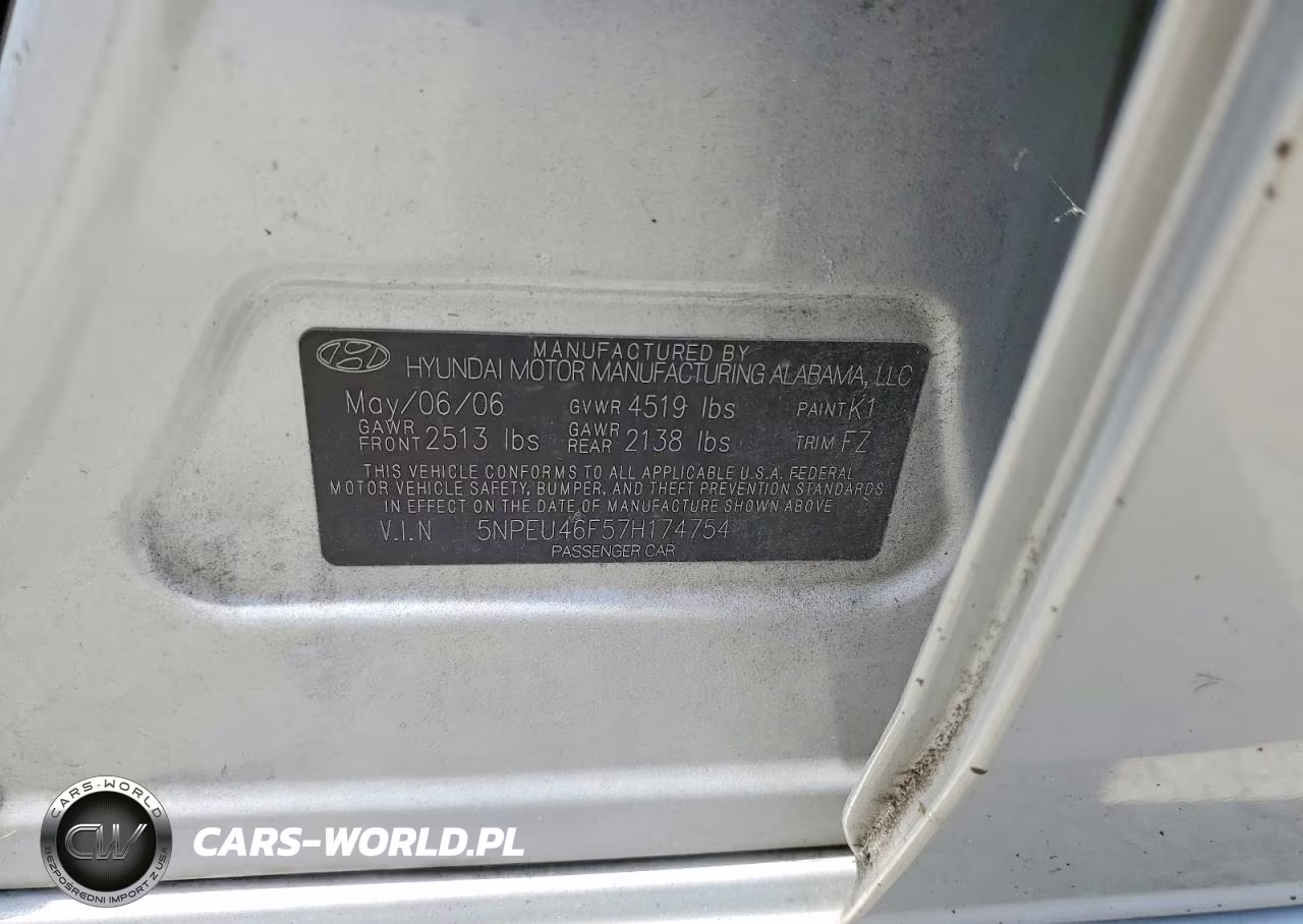 2007 Hyundai Sonata Se VIN:5NPEU46F57H174754 - 12