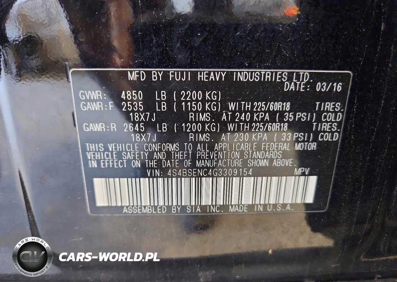 2016 Subaru Outback 3.6R Limited VIN:4S4BSENC4G3309154 - 13