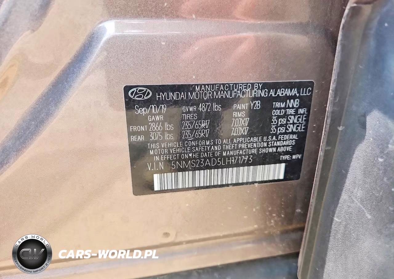 2020 Hyundai Santa Fe Se VIN:5NMS23AD5LH171773 - 13