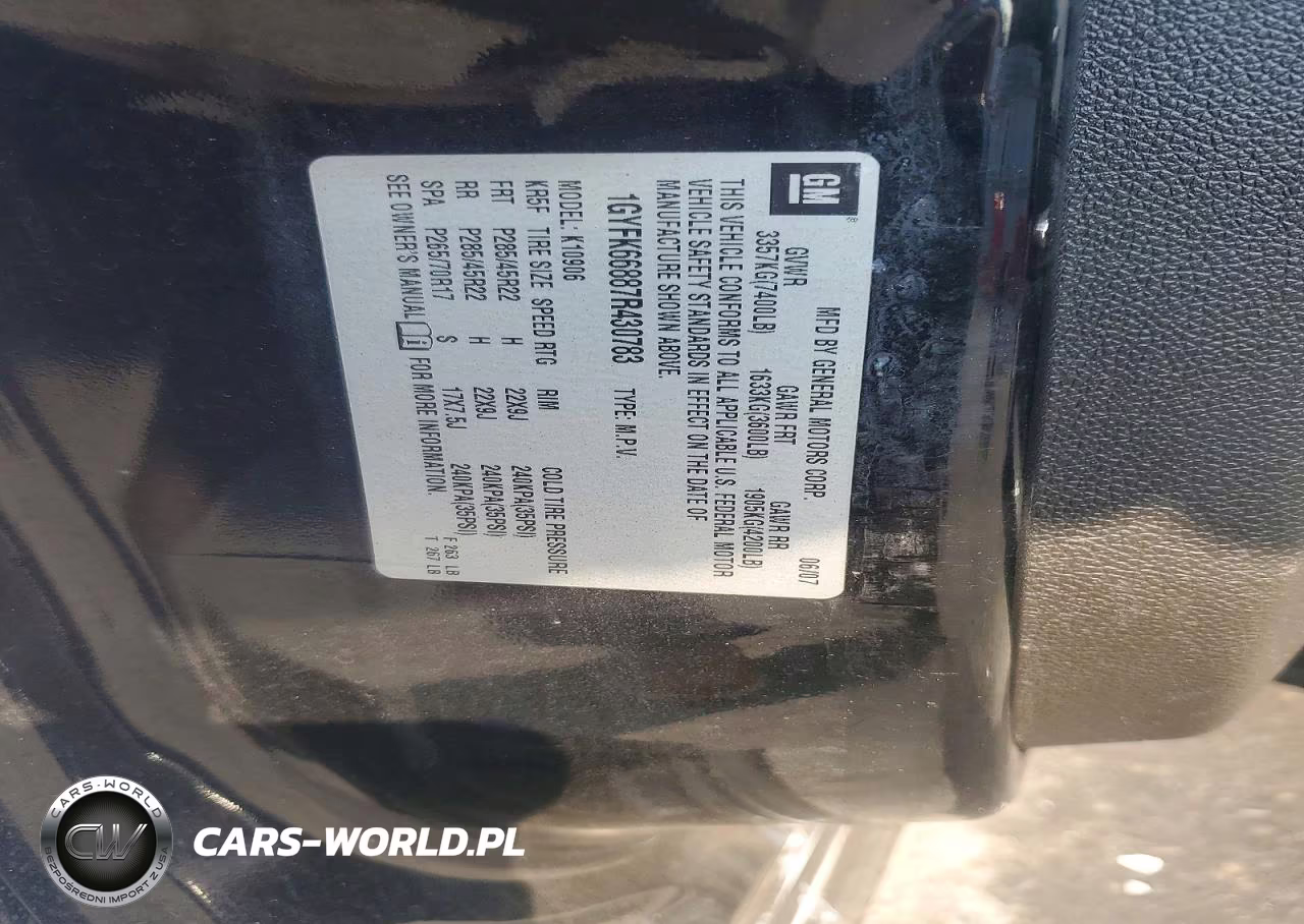 2007 Cadillac Escalade Esv VIN:1GYFK66887R430783 - 13