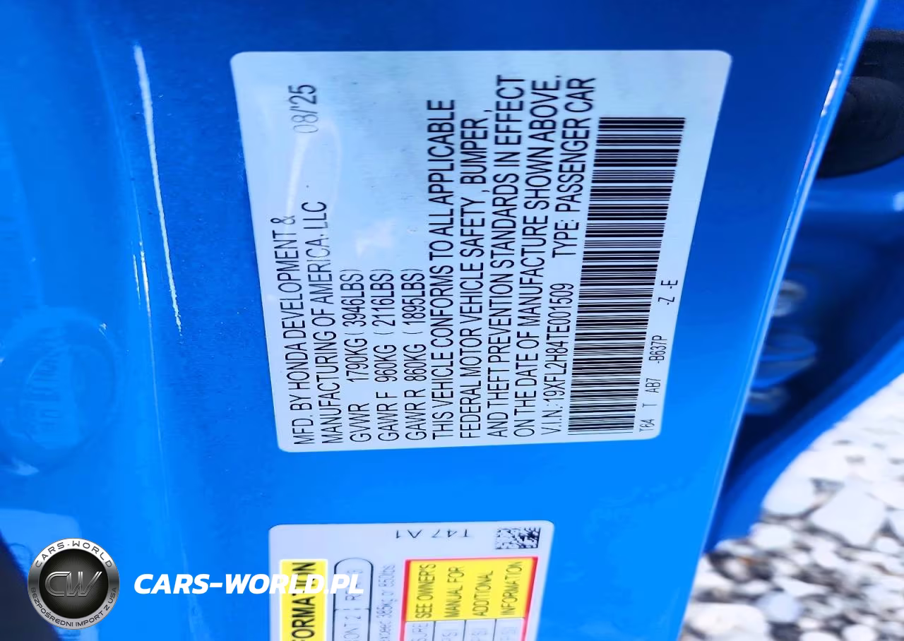 2026 Honda Civic Sport VIN:19XFL2H84TE001509 - 12