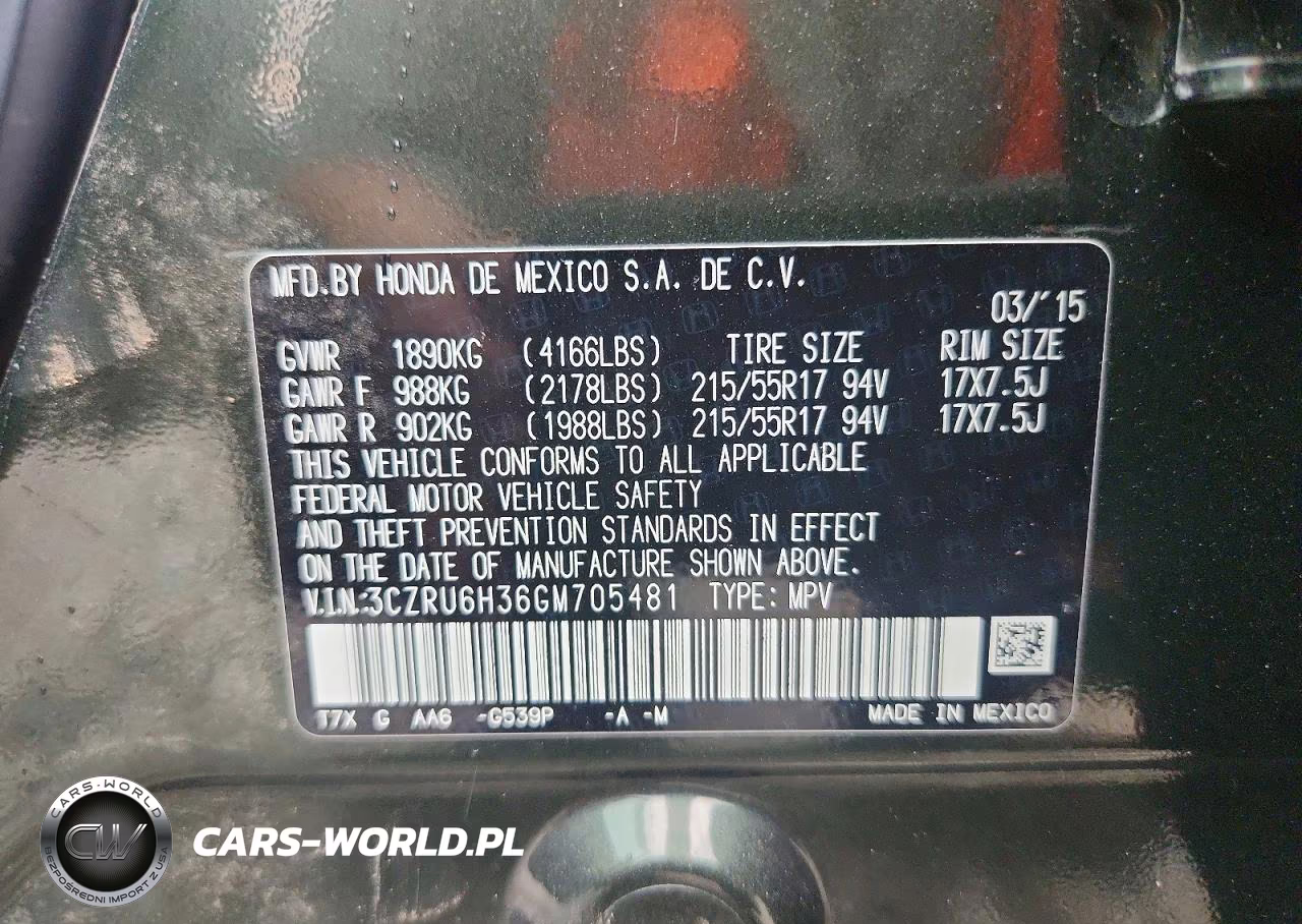 2016 Honda Hr-V Lx VIN:3CZRU6H36GM705481 - 13