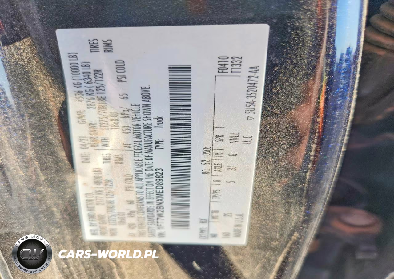 2021 Ford F250 Super Duty VIN:1FT7W2BNXMED89823 - 12