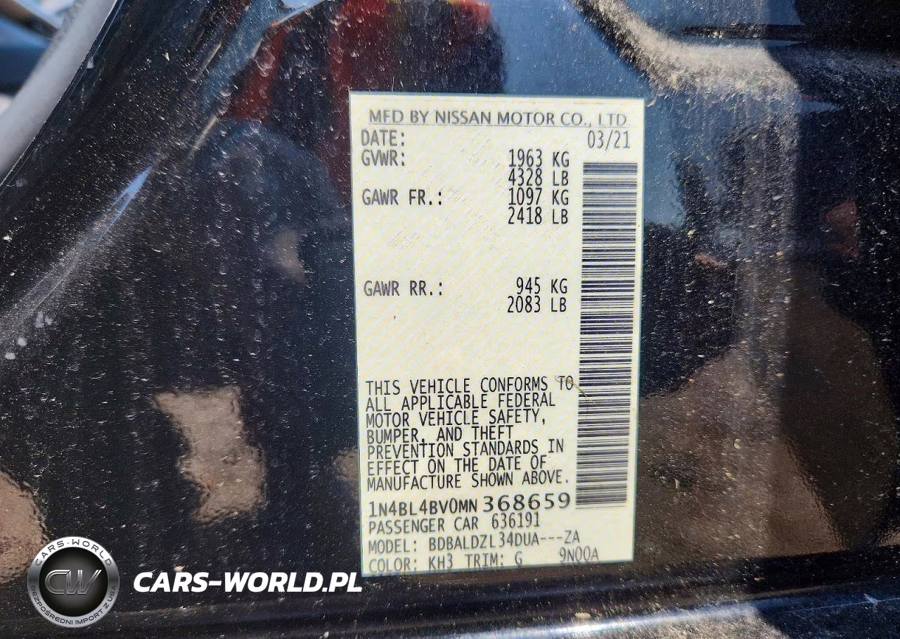 2021 Nissan Altima 2.5 S VIN:1N4BL4BV0MN368659 - 13
