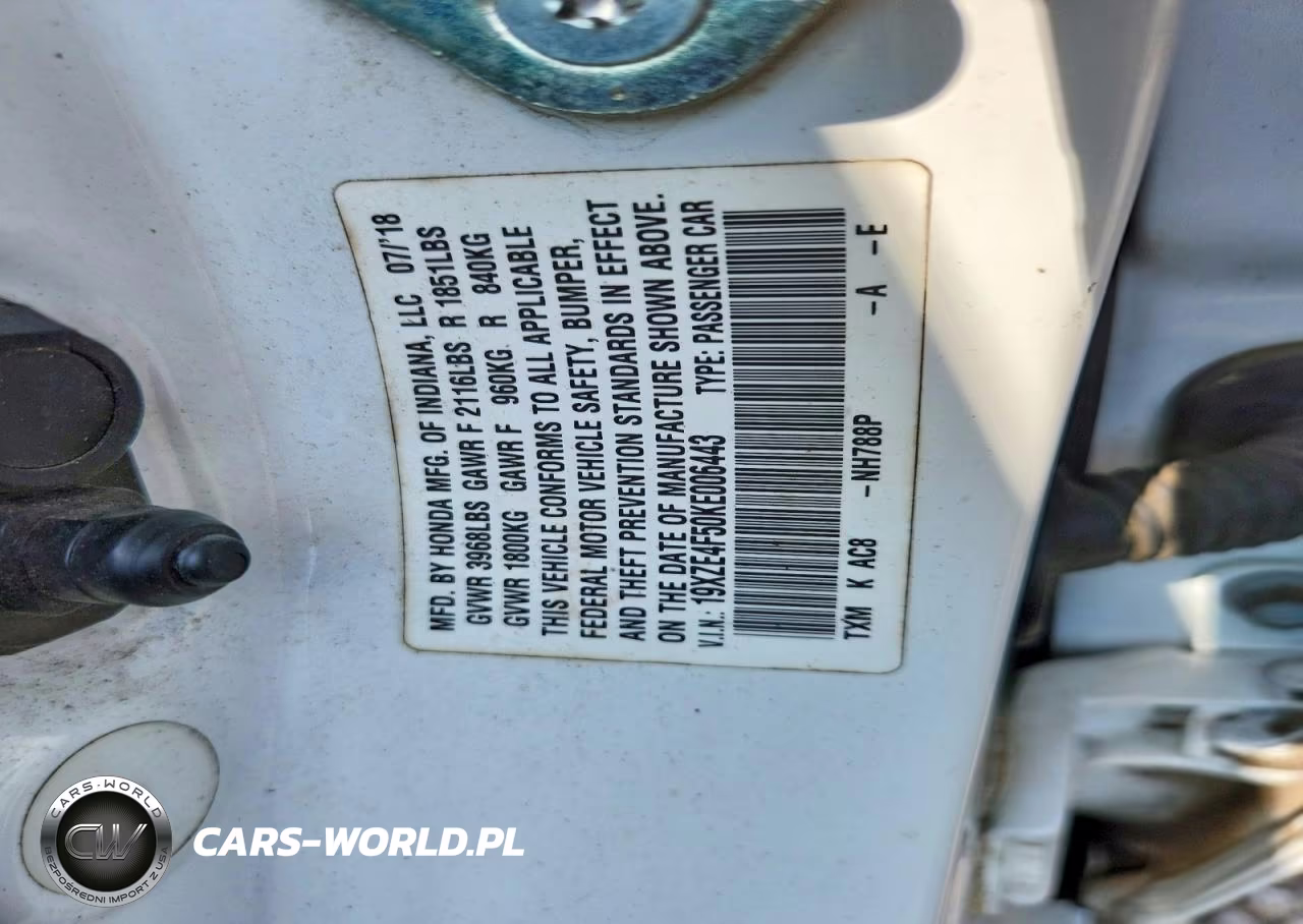 2019 Honda Insight Ex VIN:19XZE4F50KE006443 - 12