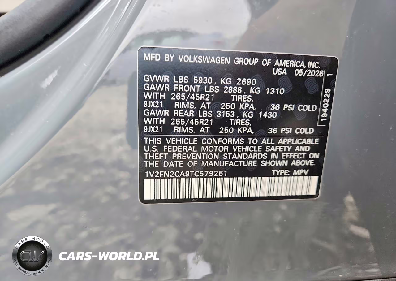 2026 Volkswagen Atlas Sel Premium R-Line VIN:1V2FN2CA9TC579261 - 13