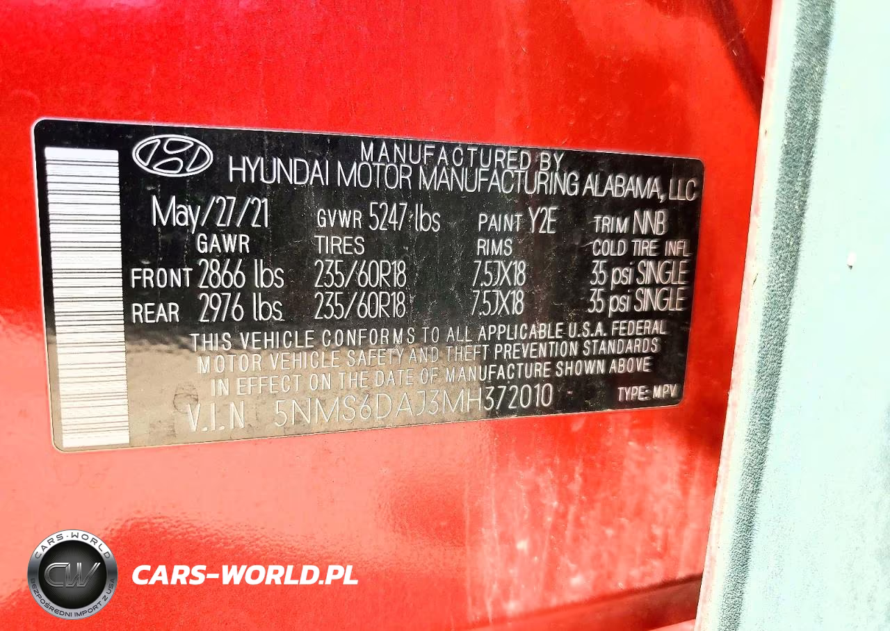 2021 Hyundai Santa Fe Sel VIN:5NMS6DAJ3MH372010 - 14