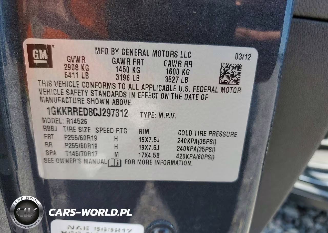2012 GMC Acadia Slt-1 VIN:1GKKRRED8CJ297312 - 13