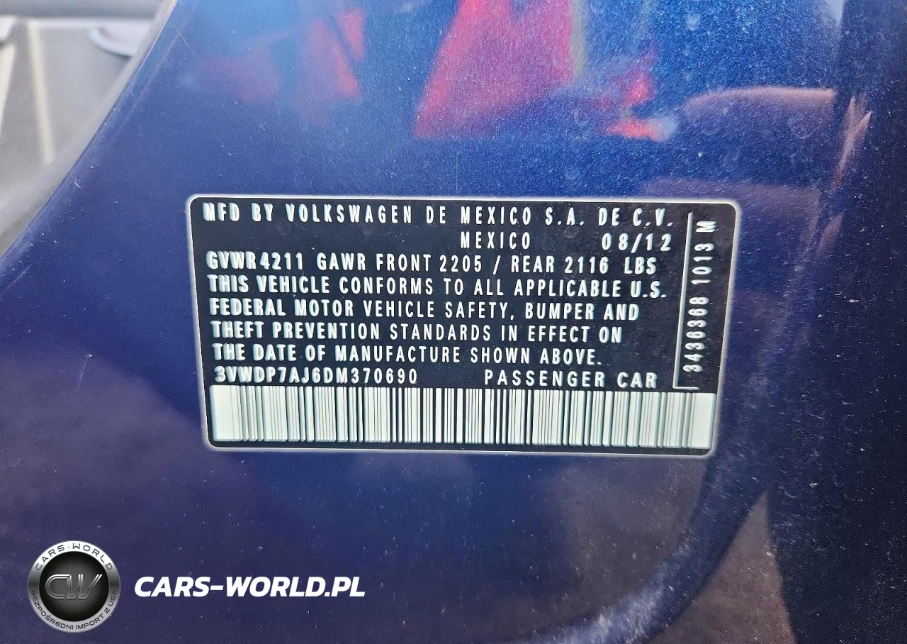 2013 Volkswagen Jetta Se VIN:3VWDP7AJ6DM370690 - 12