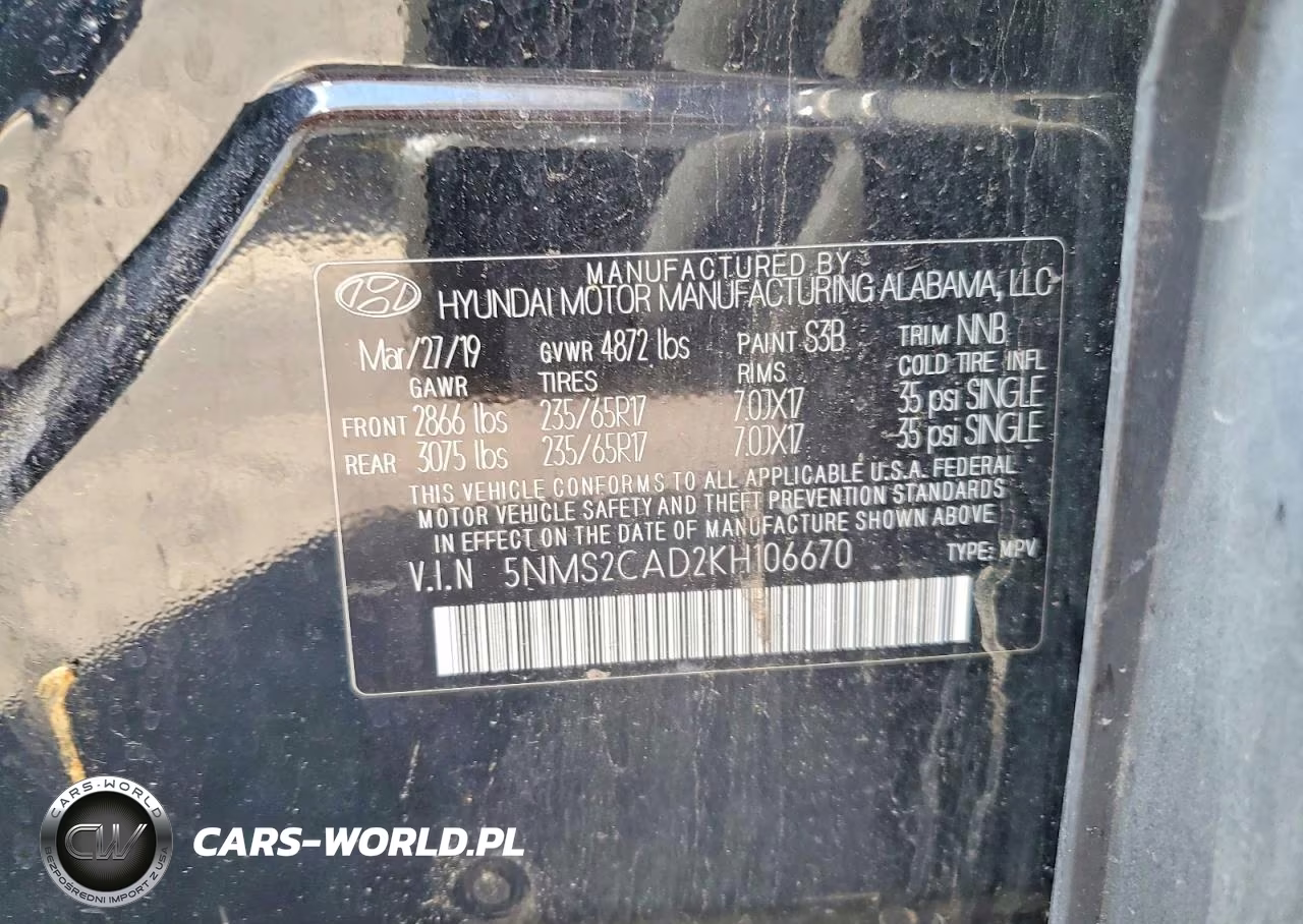 2019 Hyundai Santa Fe Se VIN:5NMS2CAD2KH106670 - 12
