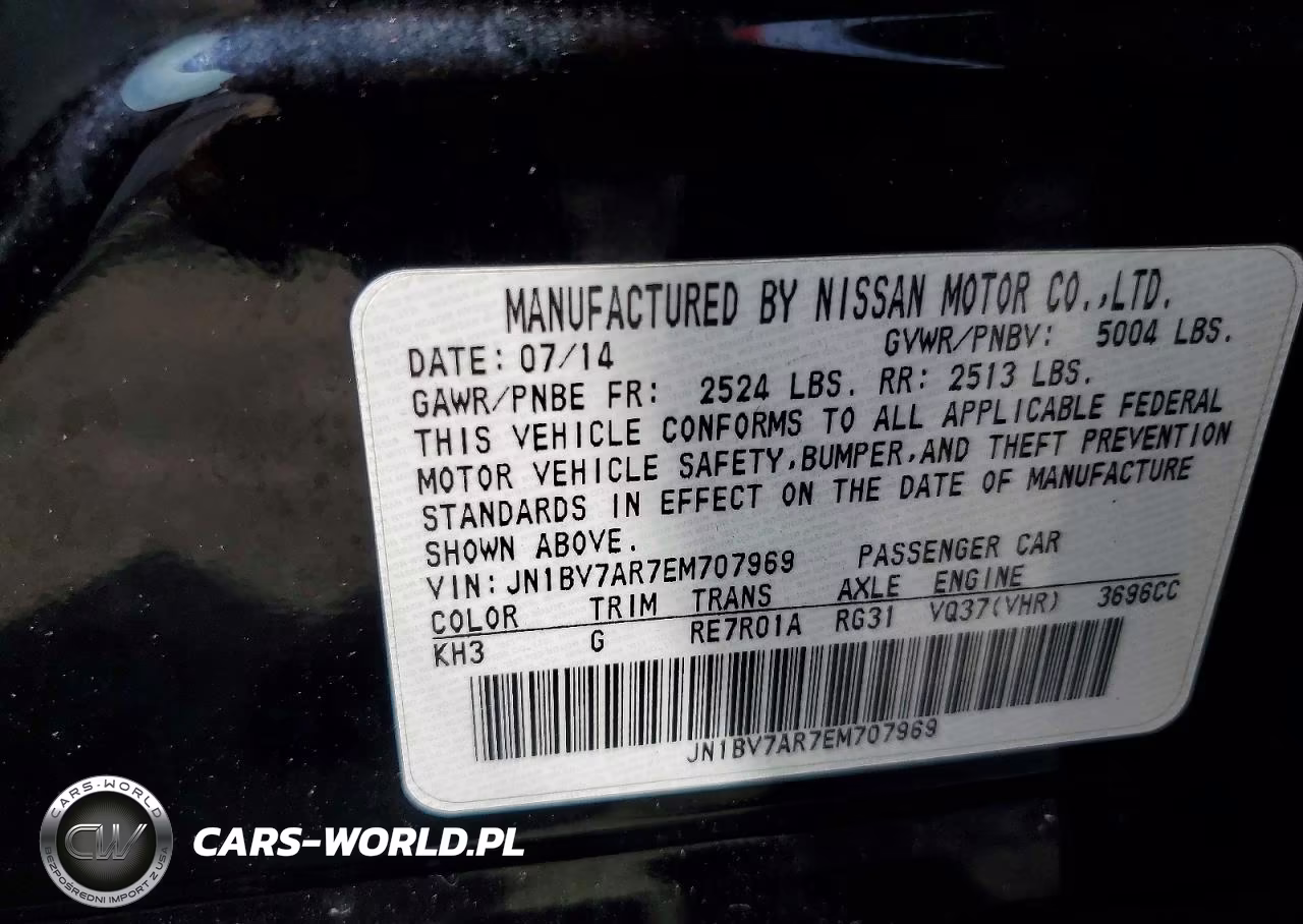 2014 Infiniti Q50 Base VIN:JN1BV7AR7EM707969 - 12