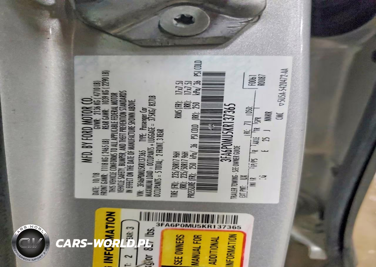 2019 Ford Fusion Sel VIN:3FA6P0MU5KR137365 - 12
