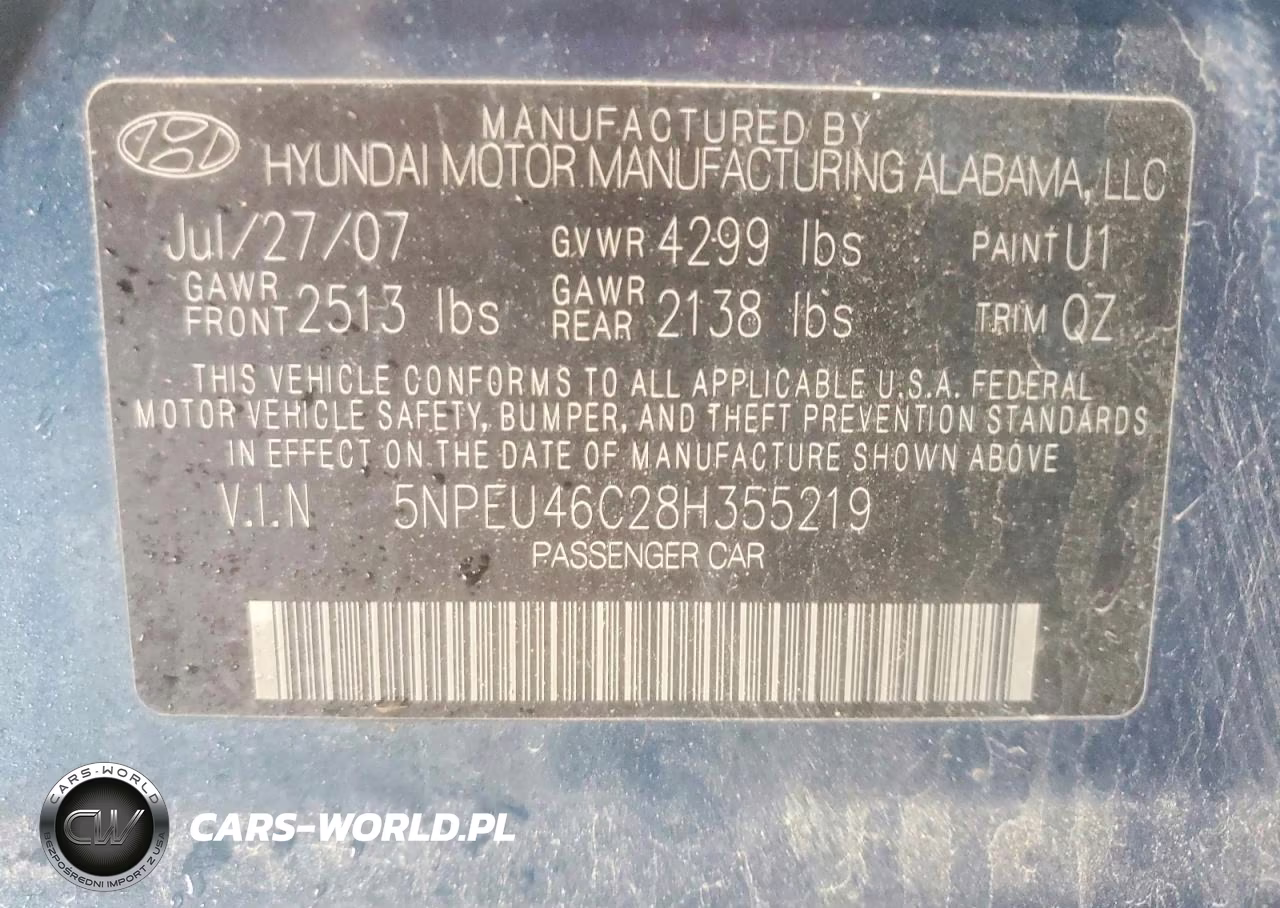 2008 Hyundai Sonata Se VIN:5NPEU46C28H355219 - 13