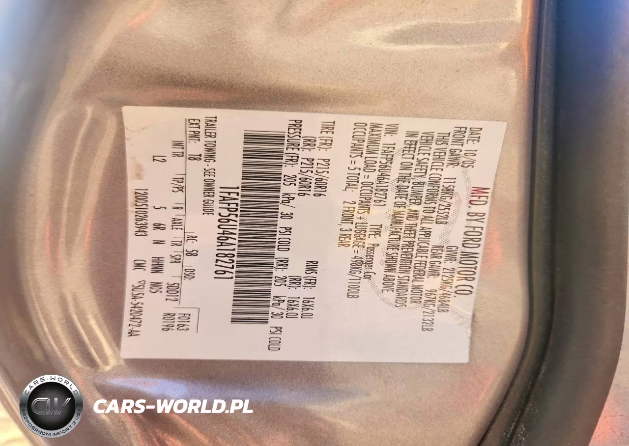 2006 Ford Taurus Sel VIN:1FAFP56U46A182761 - 12