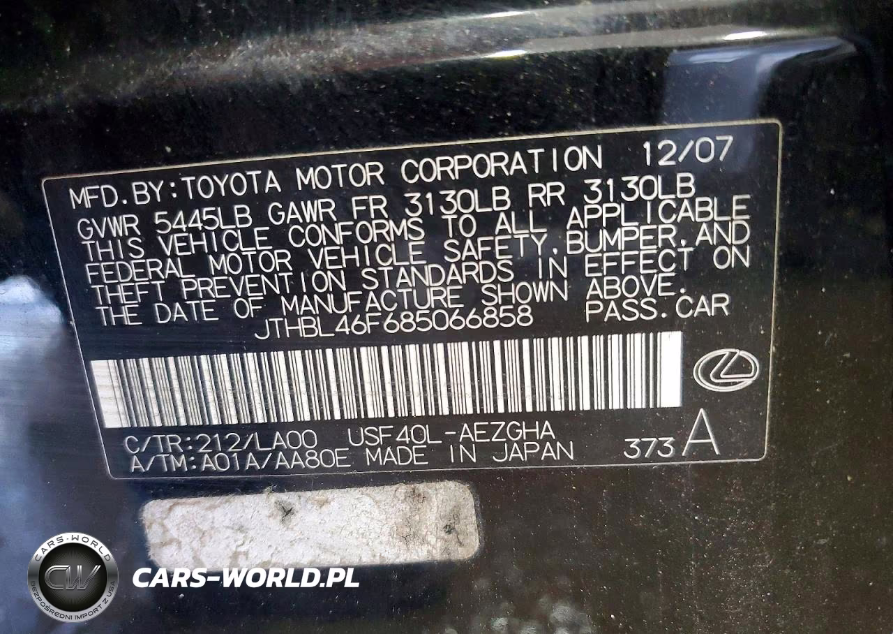 2008 Lexus Ls 460 VIN:JTHBL46F685066858 - 13