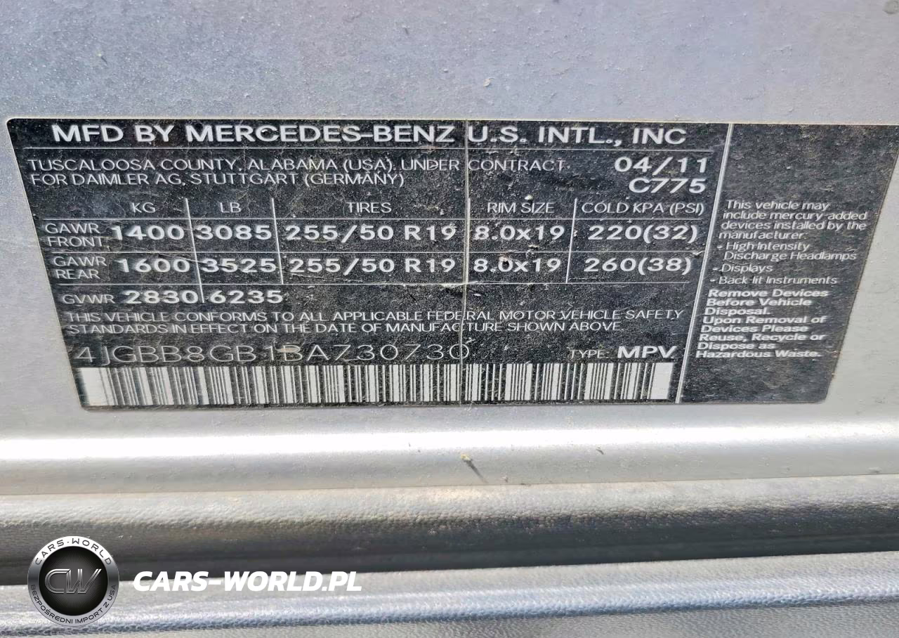 2011 Mercedes-Benz Ml 350 4Matic VIN:4JGBB8GB1BA730730 - 13