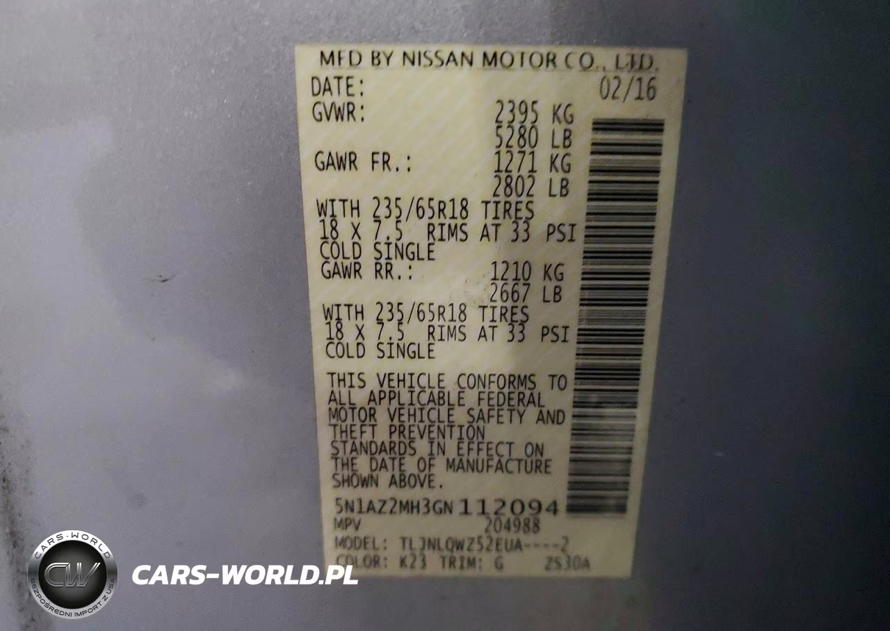 2016 Nissan Murano Sv VIN:5N1AZ2MH3GN112094 - 13