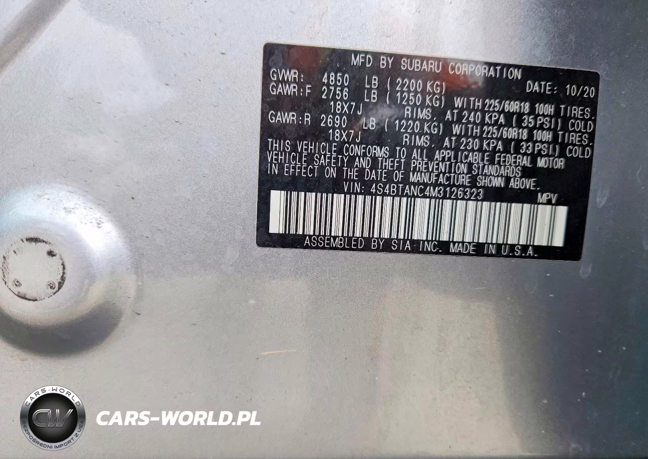 2021 Subaru Outback Limited VIN:4S4BTANC4M3126323 - 12