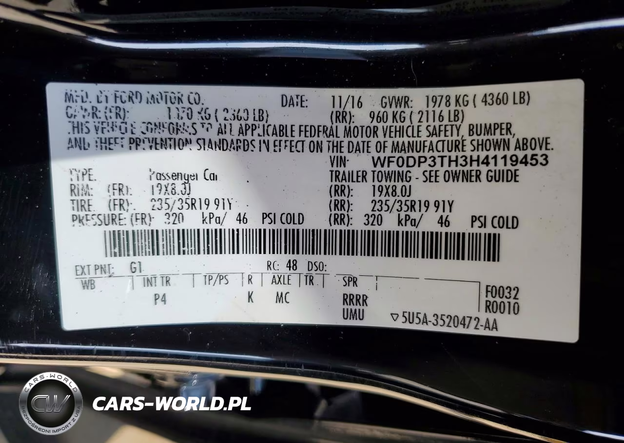 2017 Ford Focus Rs VIN:WF0DP3TH3H4119453 - 12